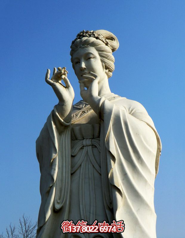 花神杏花二月美女漢白玉雕像 花神杏花二月美女漢白玉雕像