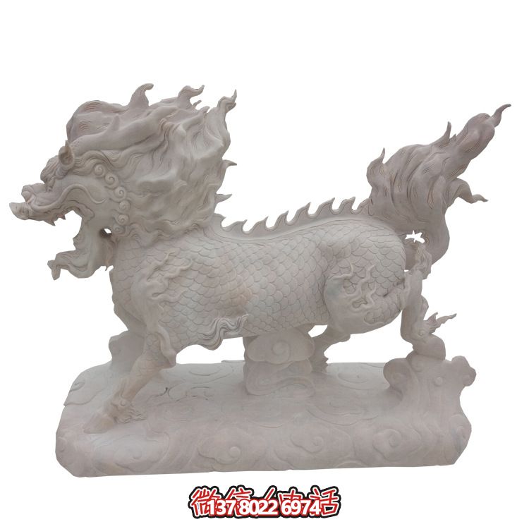 傳承漢白玉石雕麒麟雕塑，美化景區(qū)戶外環(huán)境