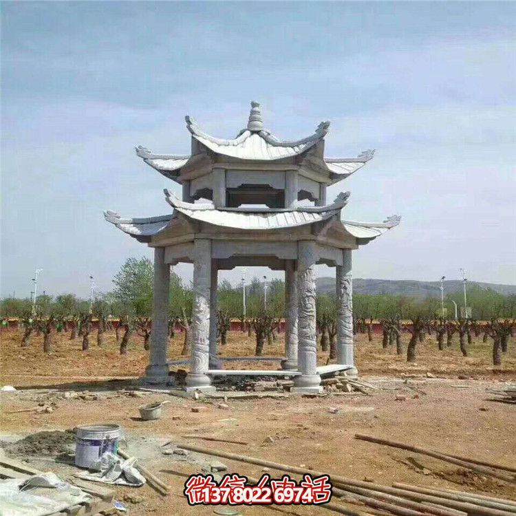 雙層雕塑涼亭，為景區(qū)、園林、戶外環(huán)境提供視覺美感