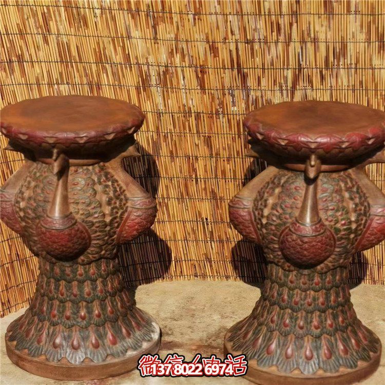 手工民俗精美青石孔雀花幾花架，打造寧靜優(yōu)雅的庭院室內(nèi)擺件