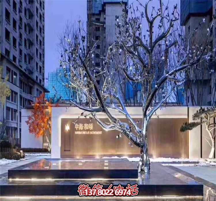 酒店室外裝飾不銹鋼鏡面花樹雕塑 酒店室外裝飾不銹鋼鏡面花樹雕塑