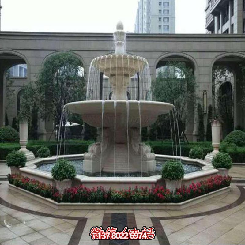 小區(qū)園林漢白玉石雕噴泉雕塑 小區(qū)園林漢白玉石雕噴泉雕塑