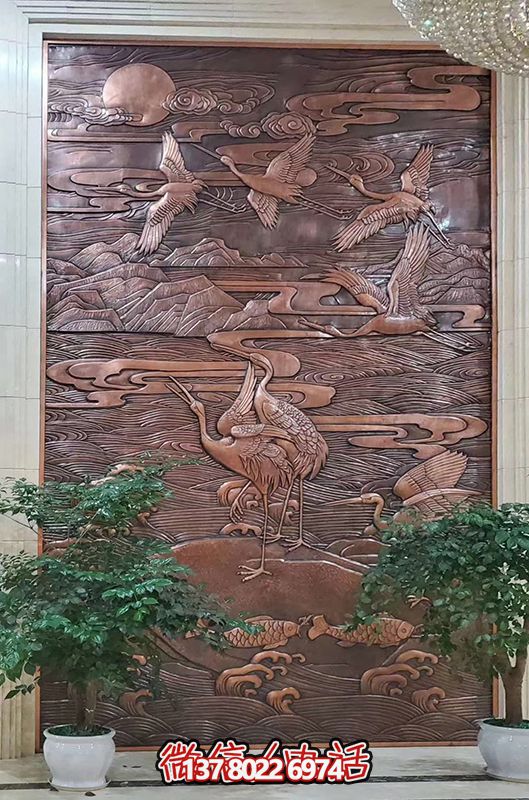 紫銅吉祥室內(nèi)浮雕仙鶴祥云鯉魚(yú) 紫銅吉祥室內(nèi)浮雕仙鶴祥云鯉魚(yú)