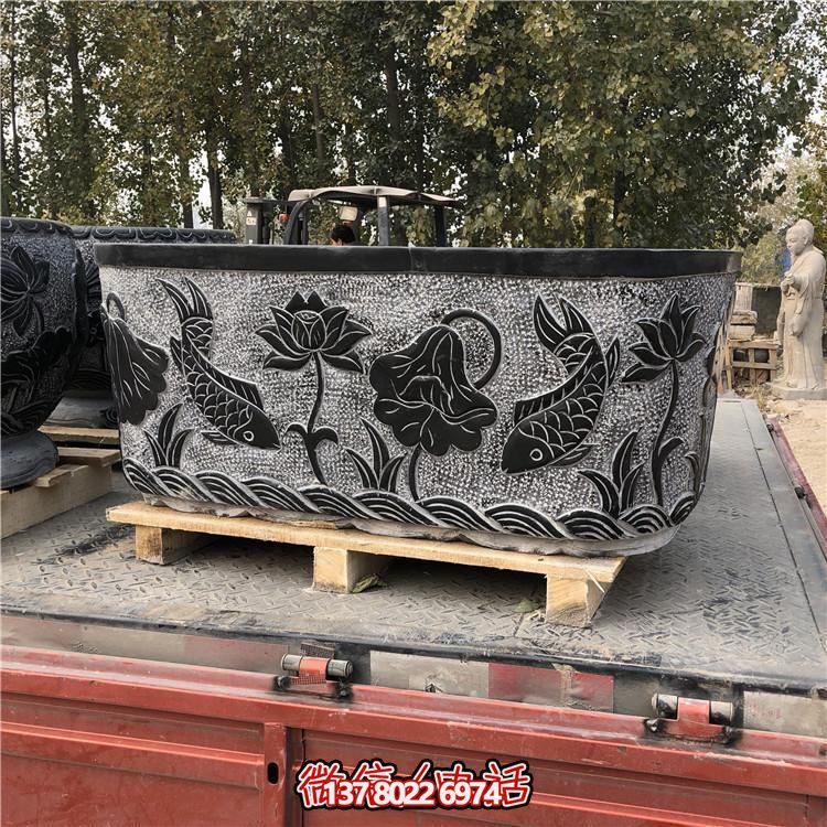 精美青石雕刻橢圓花盆，打造完美庭院戶外環(huán)境