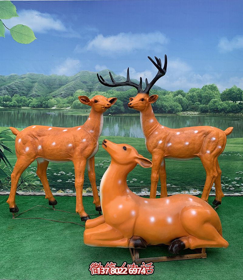 戶外玻璃彩繪梅花鹿雕塑 戶外玻璃彩繪梅花鹿雕塑