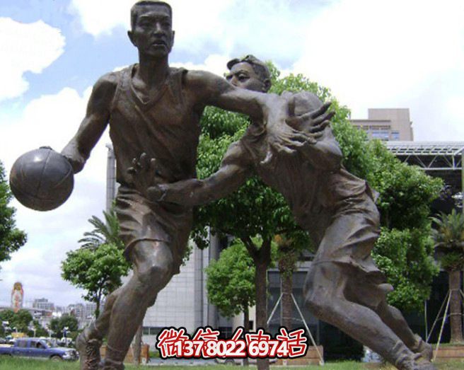 仿真銅校園人物玻璃鋼籃球雕塑 仿真銅校園人物玻璃鋼籃球雕塑