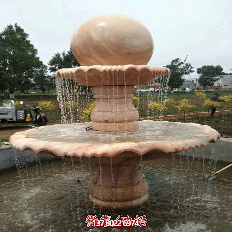 紅晚霞大理石噴泉雕塑擺放城市園林 紅晚霞大理石噴泉雕塑擺放城市園林