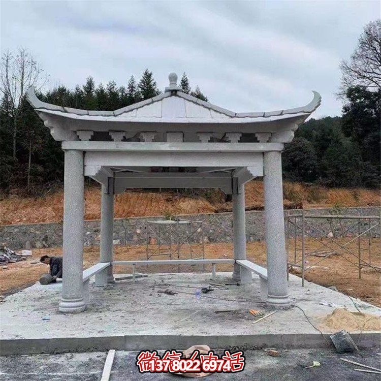 獨(dú)具魅力的石雕涼亭，點(diǎn)綴園林景觀