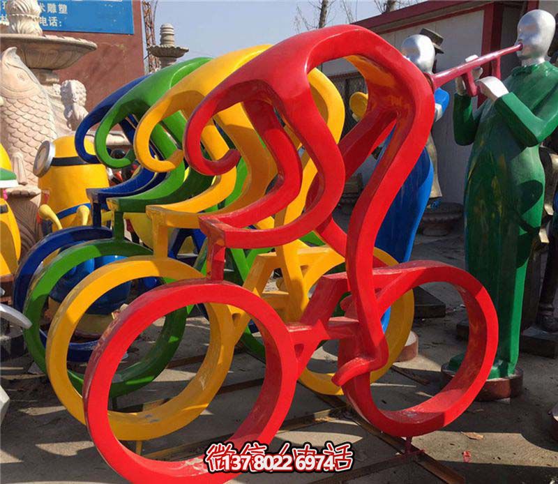 玻璃鋼雕塑騎單車人物裝飾操場 玻璃鋼雕塑騎單車人物裝飾操場