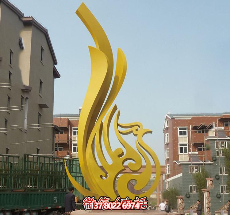 鳳凰不銹鋼別墅剪影雕塑 鳳凰不銹鋼別墅剪影雕塑