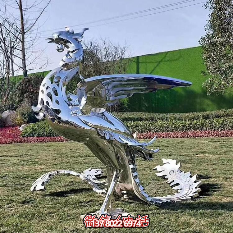精美不銹鋼鳳凰雕塑，裝飾您的室外景觀