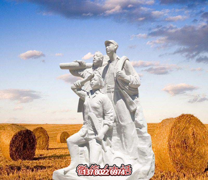 公園漢白玉石雕看向遠方的紅軍雕塑 公園漢白玉石雕看向遠方的紅軍雕塑
