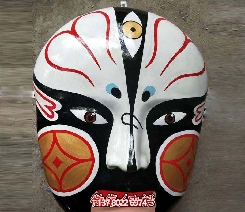 玻璃鋼彩繪創(chuàng)意墻上的臉譜雕塑 玻璃鋼彩繪創(chuàng)意墻上的臉譜雕塑