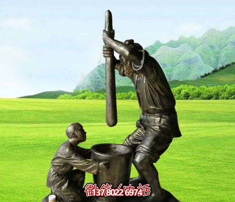 公園景觀制作打糍粑人物銅雕塑 公園景觀制作打糍粑人物銅雕塑