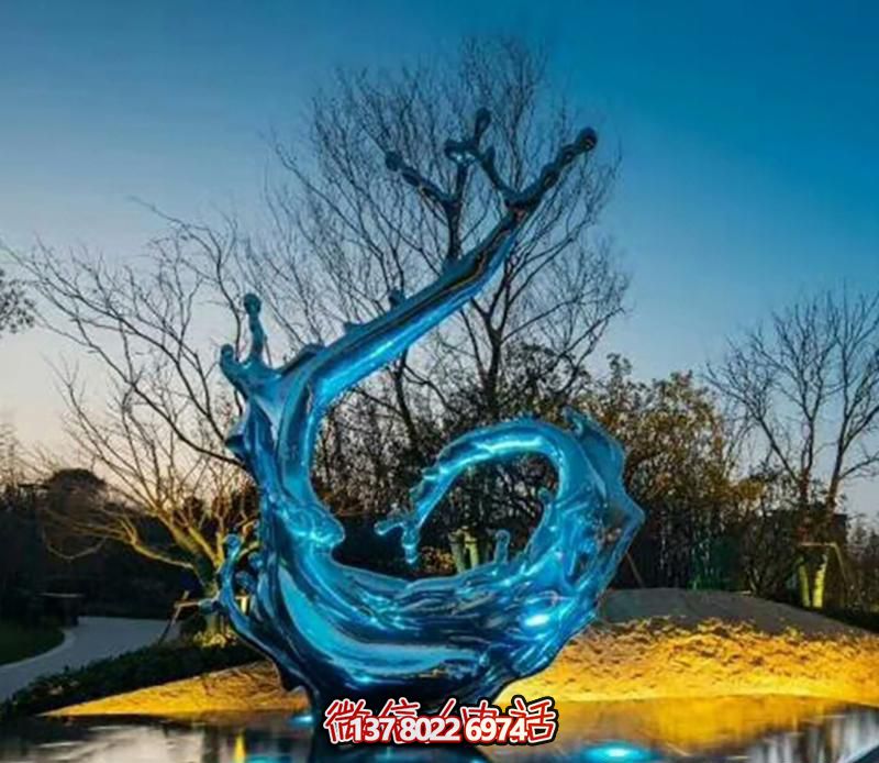 海邊裝飾一朵藍(lán)色不銹鋼海浪浪花雕塑 海邊裝飾一朵藍(lán)色不銹鋼海浪浪花雕塑