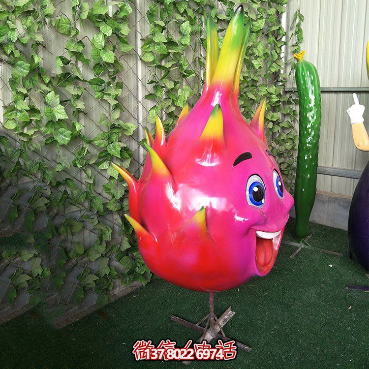 玻璃鋼火龍果，火龍果卡通公仔