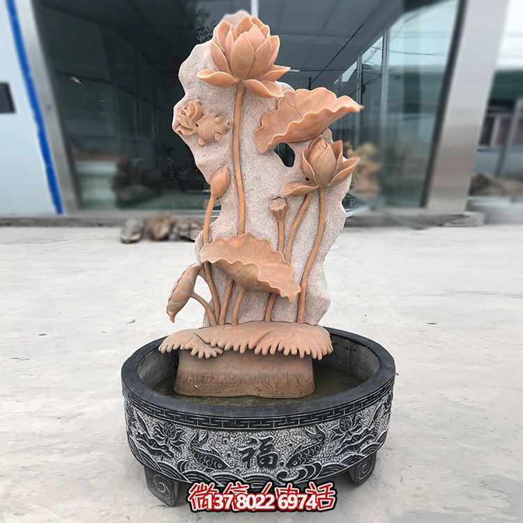 庭院創(chuàng)意晚霞紅石雕戶外園林擺件缸雕塑 庭院創(chuàng)意晚霞紅石雕戶外園林擺件缸雕塑