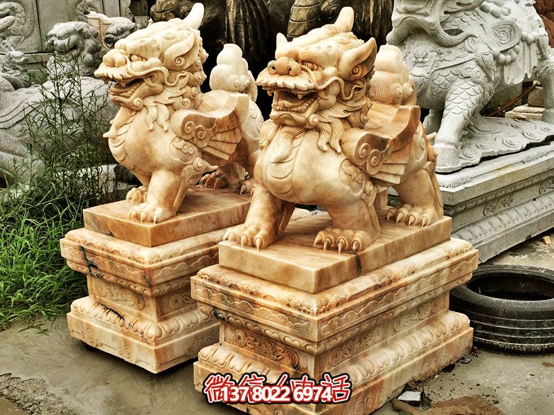 公園黃蠟石石雕貔貅雕塑 公園黃蠟石石雕貔貅雕塑