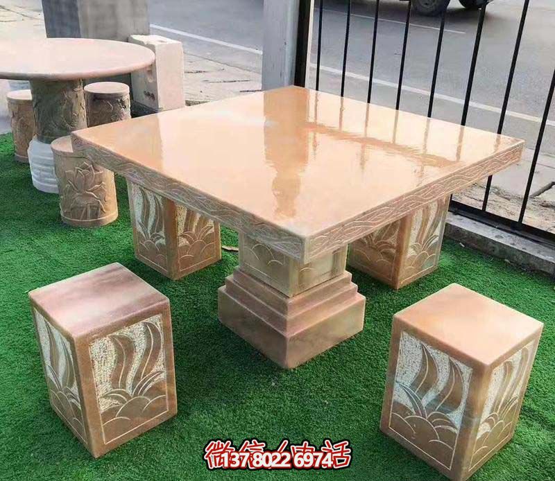 晚霞紅小區(qū)景觀方形簡(jiǎn)約石桌凳裝飾擺件 晚霞紅小區(qū)景觀方形簡(jiǎn)約石桌凳裝飾擺件