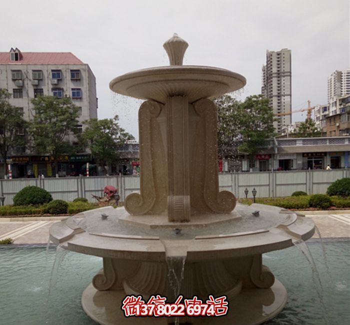 歐式小區(qū)雙層噴泉石雕 歐式小區(qū)雙層噴泉石雕