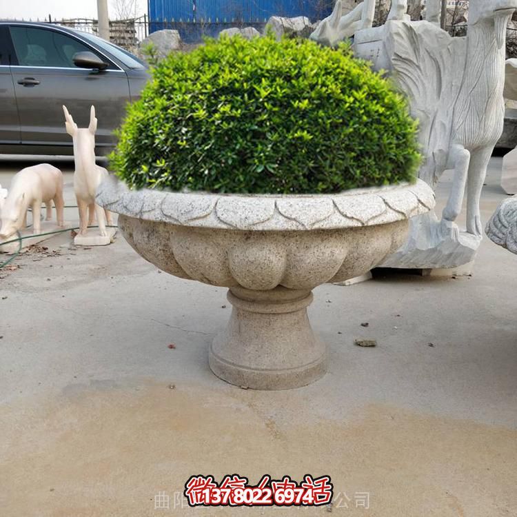 大理石雕刻花盆花缽?fù)ピ簣@林?jǐn)[件