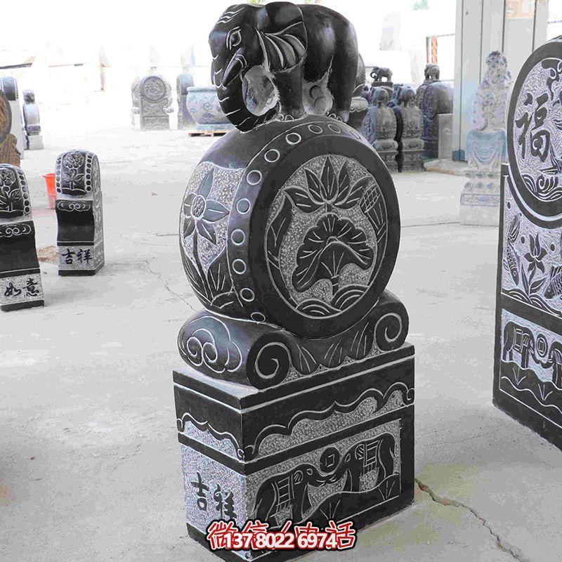 酒店仿古小象抱鼓石門(mén)口擺件雕刻門(mén)墩石雕 酒店仿古小象抱鼓石門(mén)口擺件雕刻門(mén)墩石雕