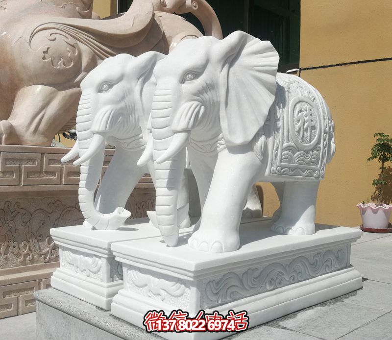 戶(hù)外海邊石雕漢白玉大象雕塑 戶(hù)外海邊石雕漢白玉大象雕塑