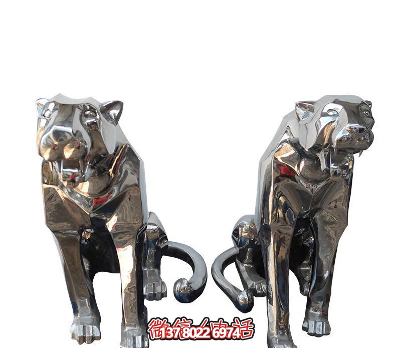 城市不銹鋼鏡面抽象豹子雕塑 城市不銹鋼鏡面抽象豹子雕塑
