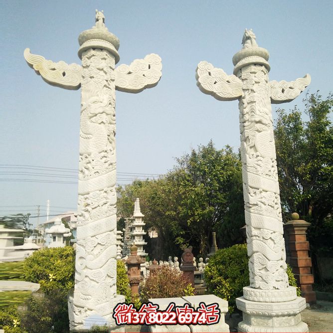 城市廣場(chǎng)擺放漢白玉華表石雕塑 城市廣場(chǎng)擺放漢白玉華表石雕塑