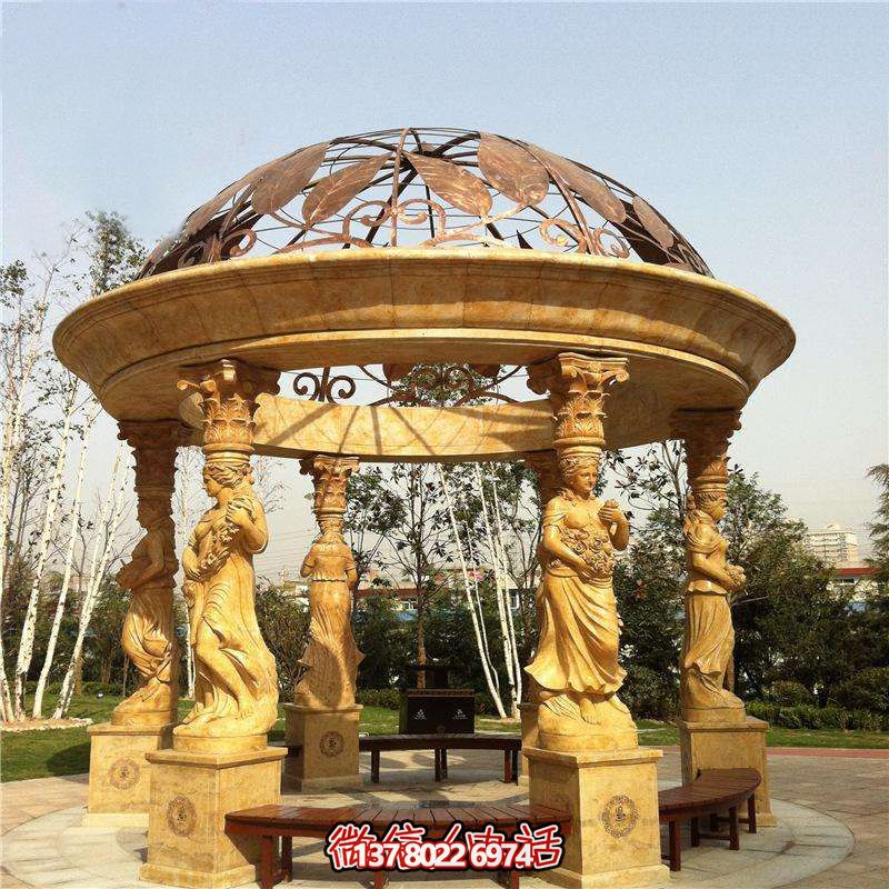 城市花園廣場(chǎng)擺放西方人物鏤空涼亭雕塑 城市花園廣場(chǎng)擺放西方人物鏤空涼亭雕塑