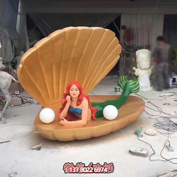 游樂場創(chuàng)意玻璃鋼彩繪景觀卡通美人魚雕塑擺件