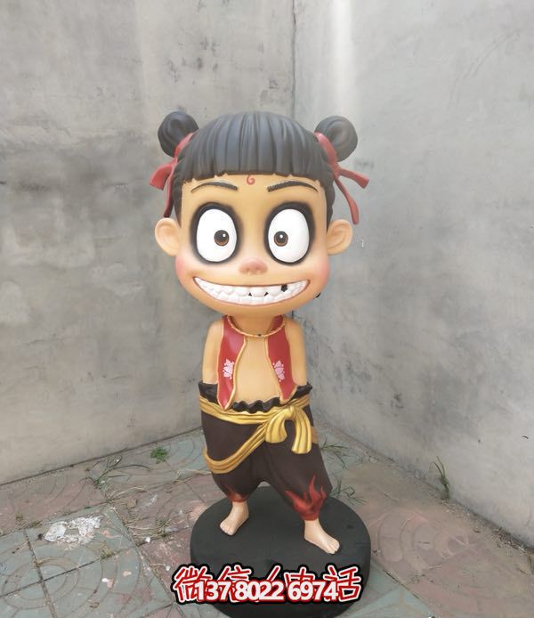 小區(qū)廣場(chǎng)玻璃鋼卡通魔童哪吒雕塑 小區(qū)廣場(chǎng)玻璃鋼卡通魔童哪吒雕塑