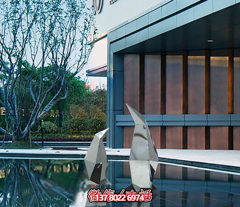 別墅抽象創(chuàng)意不銹鋼企鵝雕塑 別墅抽象創(chuàng)意不銹鋼企鵝雕塑