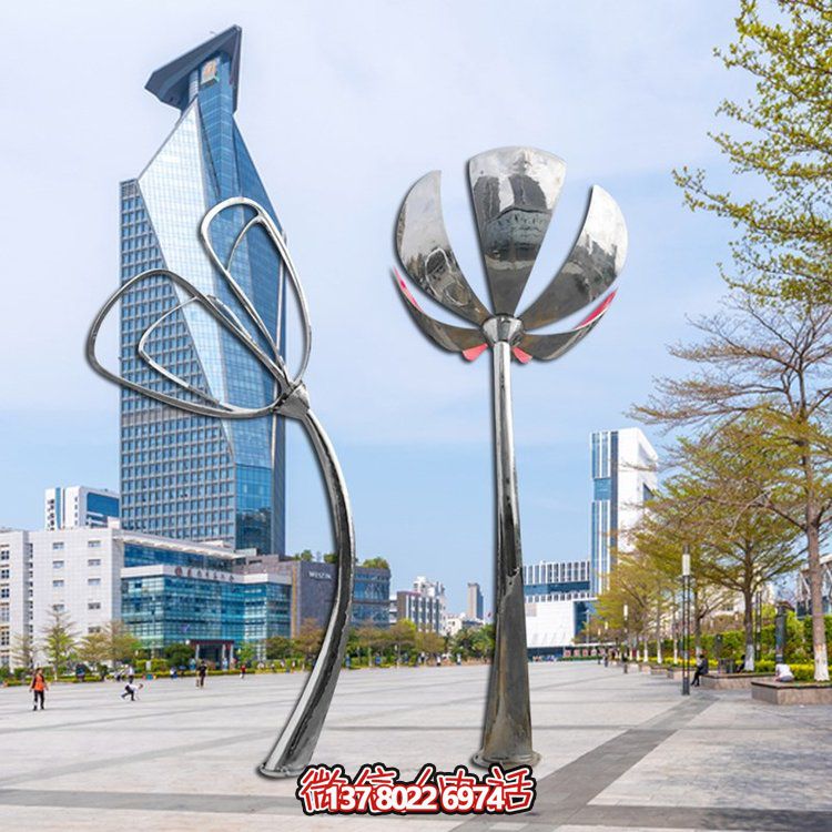 景區(qū)廣場擺放大型不銹鋼抽象花朵