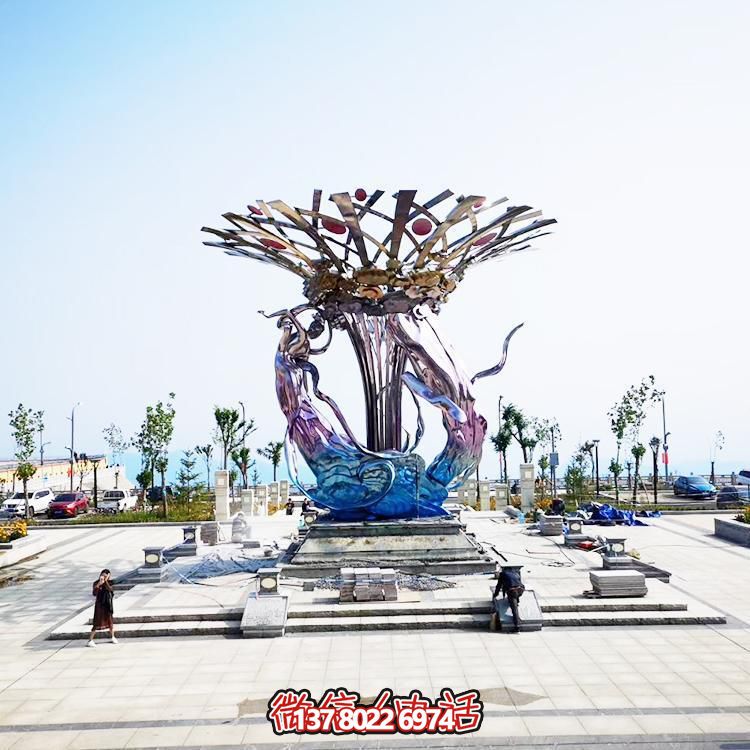 公園廣場(chǎng)水池噴泉擺放大型鏤空樹(shù)仙女人物標(biāo)識(shí)雕塑