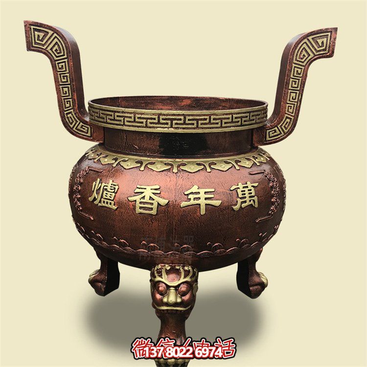 家用銅雕上香祈福鼎，香爐雕塑