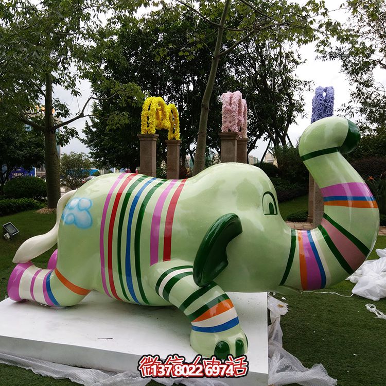 戶外園林大型景觀玻璃鋼大象雕塑 戶外園林大型景觀玻璃鋼大象雕塑