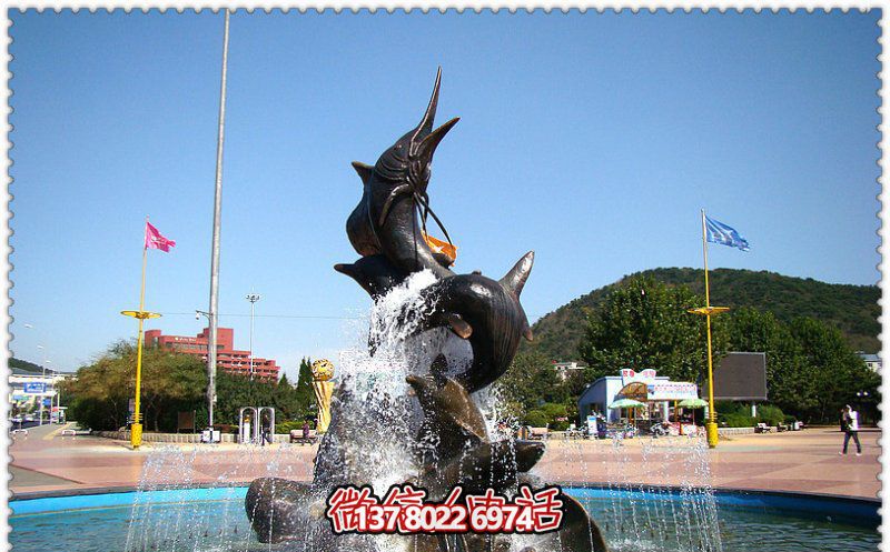 大型戶外海豚玻璃鋼噴漆噴水雕塑 大型戶外海豚玻璃鋼噴漆噴水雕塑