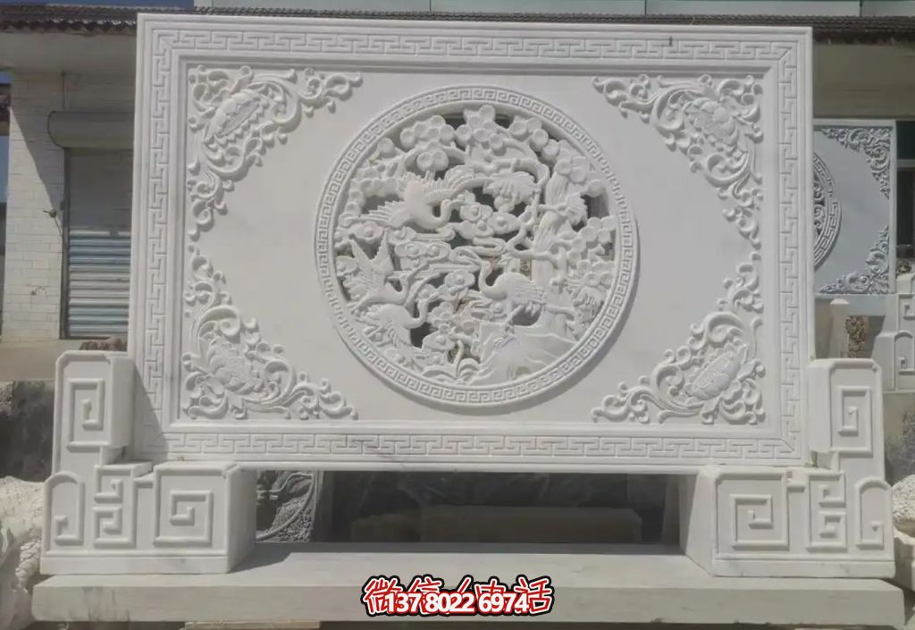 新中式漢白玉影壁墻 新中式漢白玉影壁墻