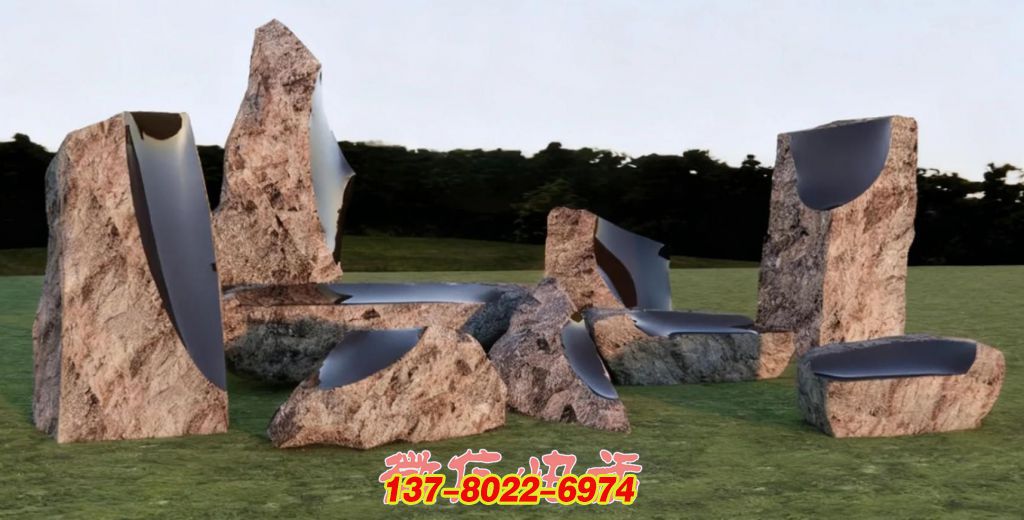 《石語?鏡界》石雕與鏡面不銹鋼結(jié)合景觀雕塑 《石語?鏡界》石雕與鏡面不銹鋼結(jié)合景觀雕塑