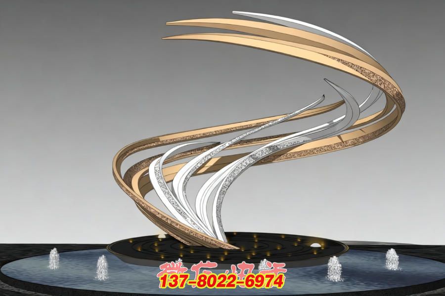 《流光旋影》不銹鋼抽象景觀雕塑 《流光旋影》不銹鋼抽象景觀雕塑