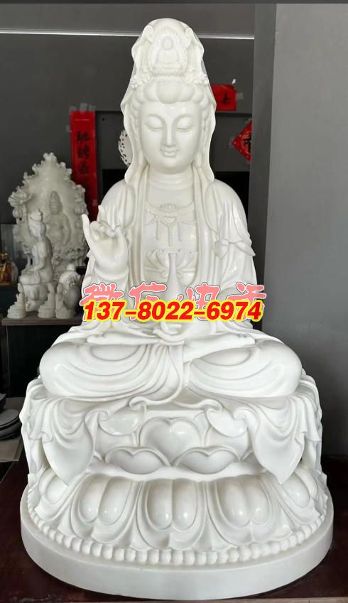 漢白玉石雕觀音景觀雕塑 漢白玉石雕觀音景觀雕塑
