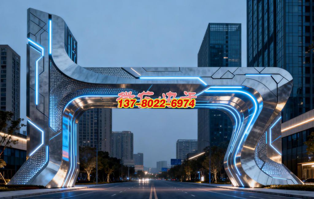 未來之樞 —— 不銹鋼科技感景觀雕塑大門?城市智創(chuàng)紀(jì)元地標(biāo) 未來之樞 —— 不銹鋼科技感景觀雕塑大門?城市智創(chuàng)紀(jì)元地標(biāo)