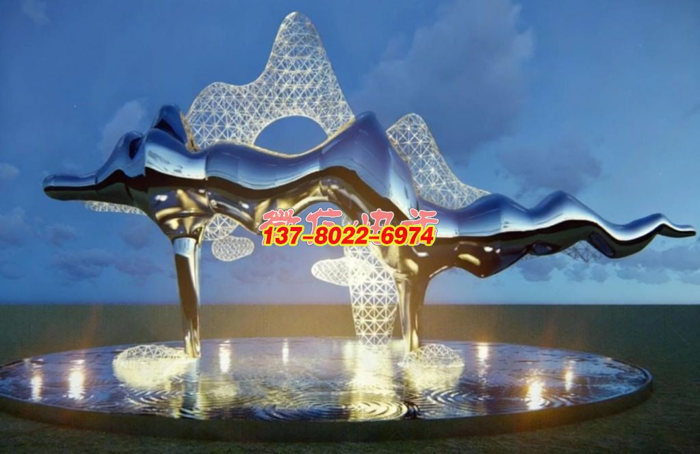 銀浪逐夢(mèng)?山水交響》—— 不銹鋼景觀雕塑的未來主義自然詩章 銀浪逐夢(mèng)?山水交響》—— 不銹鋼景觀雕塑的未來主義自然詩章